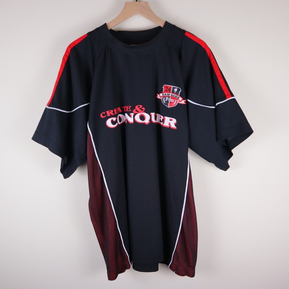 Vintage Y2K Raw Blue Create & Conquer Mesh Jersey Shirt Adult XL 25.5x30.5